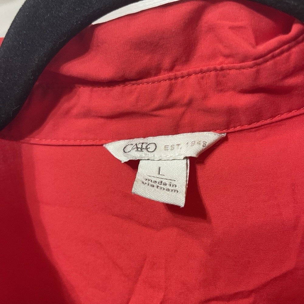 Cato Women Mini Dress Size L Red Button Front Ruffle Back - Picture 2 of 4